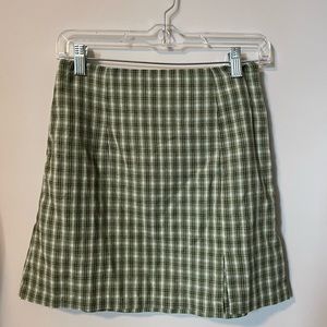 Green Plaid Mini Skirt